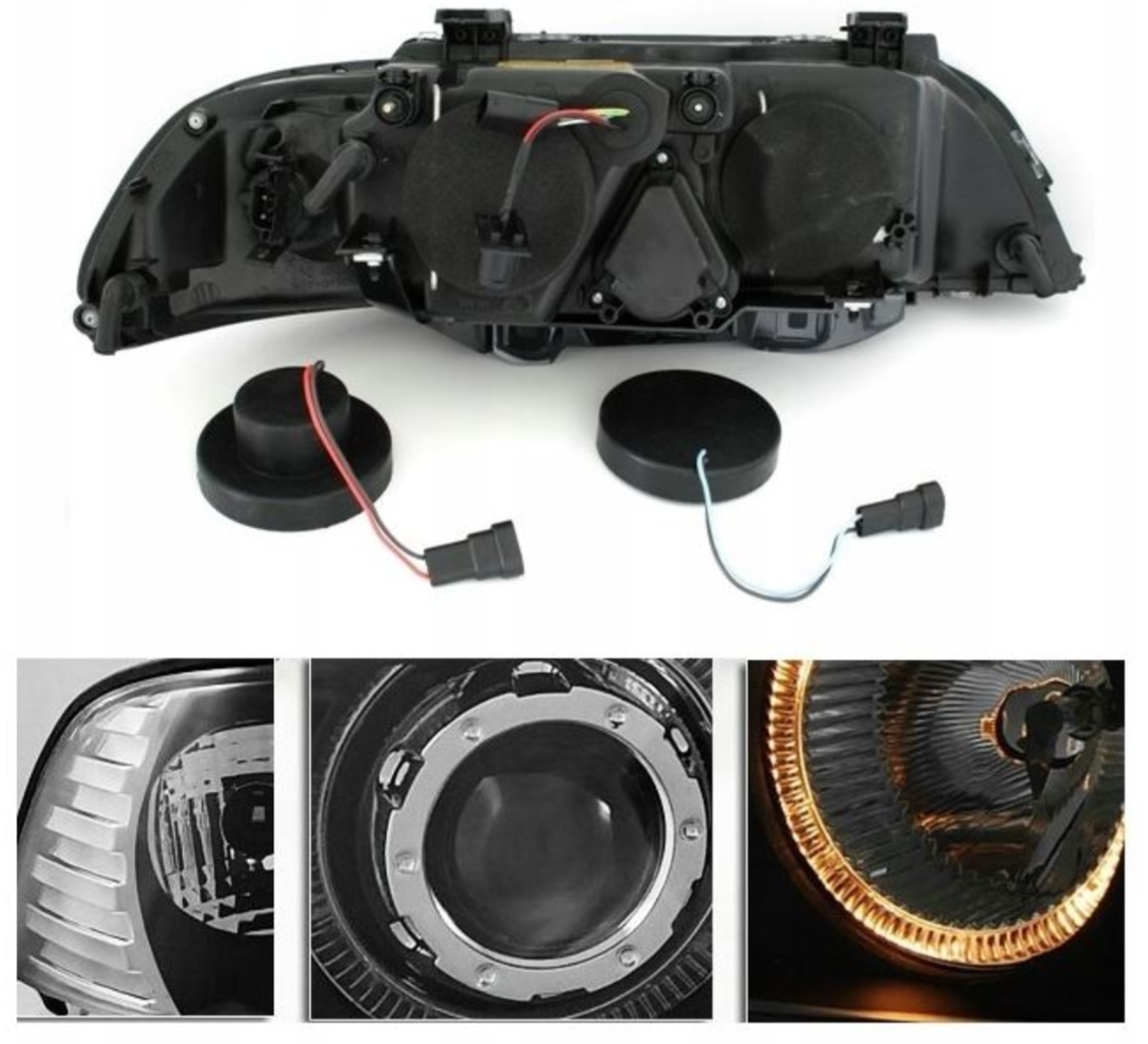 Nowe Lampy Reflektory Do BMW e39 OD 1995 DO 2003 SOCZEWKIK RINGI H7 ATEST