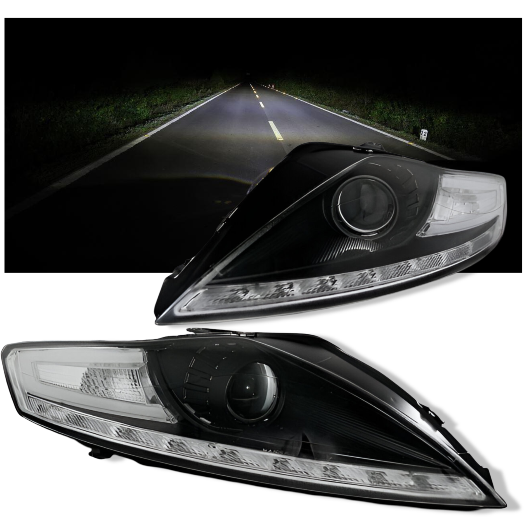 Lampy Reflektory FORD MONDEO OD 2007 DO 2011 DAYLIGHT LED SOCZEWKI