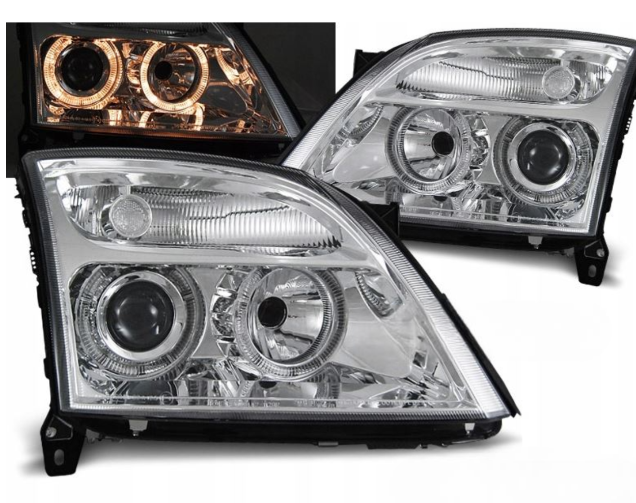 LAMPY Reflektory Do OPEL VECTRA C 2002-2005 RINGI Chrom DEPO NOWE SOCZEWKI