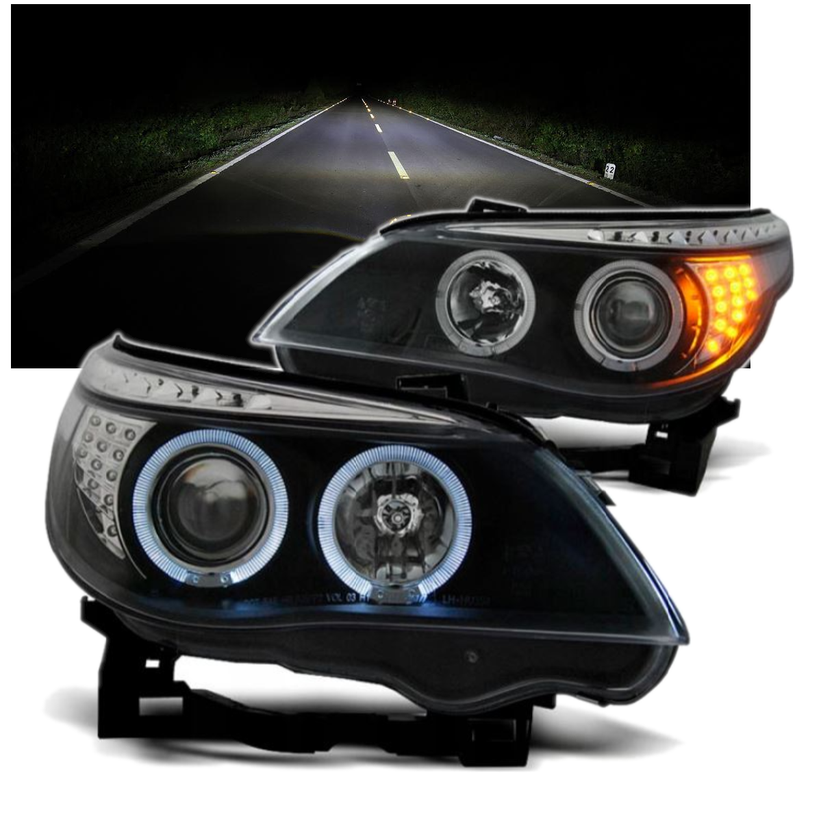NOWE Lampy Reflektory Do BMW E60/E61 Od 2003 Do 2007 LED KIERUNKOWSKAZ  +H1