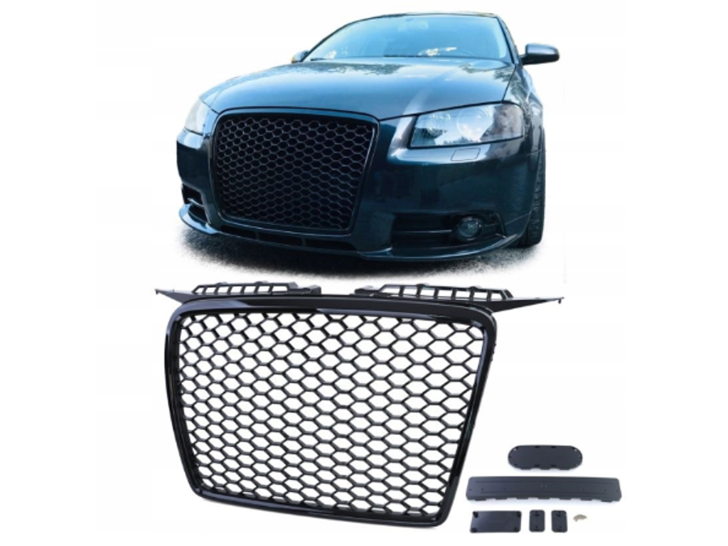 NOWY Grill Atrapa RS LOOK Audi A3 8P Od 2005 Do 2008 POŁYSK PLASTER MIODU
