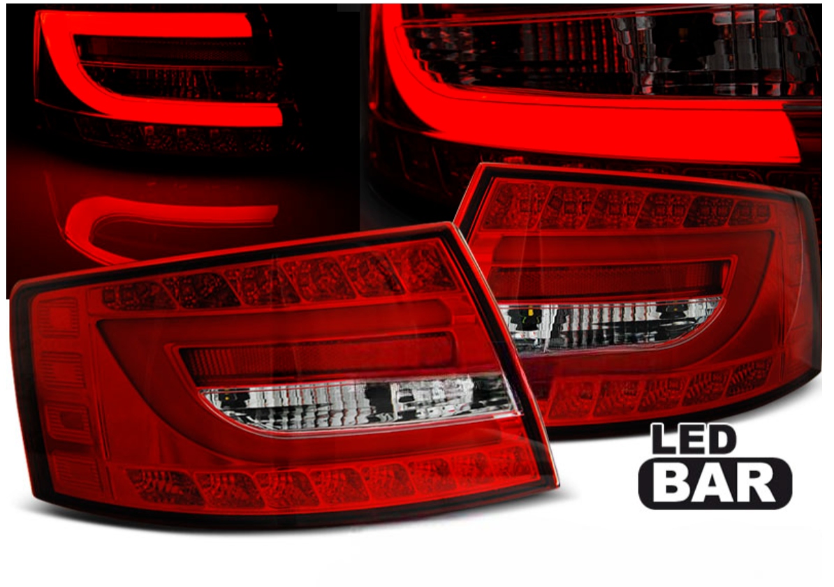 NOWOCZESNE Lampy Do AUDI A6 C6 4F SEDAN Od 2004 Do 2008 LED BAR RED 6 PIN