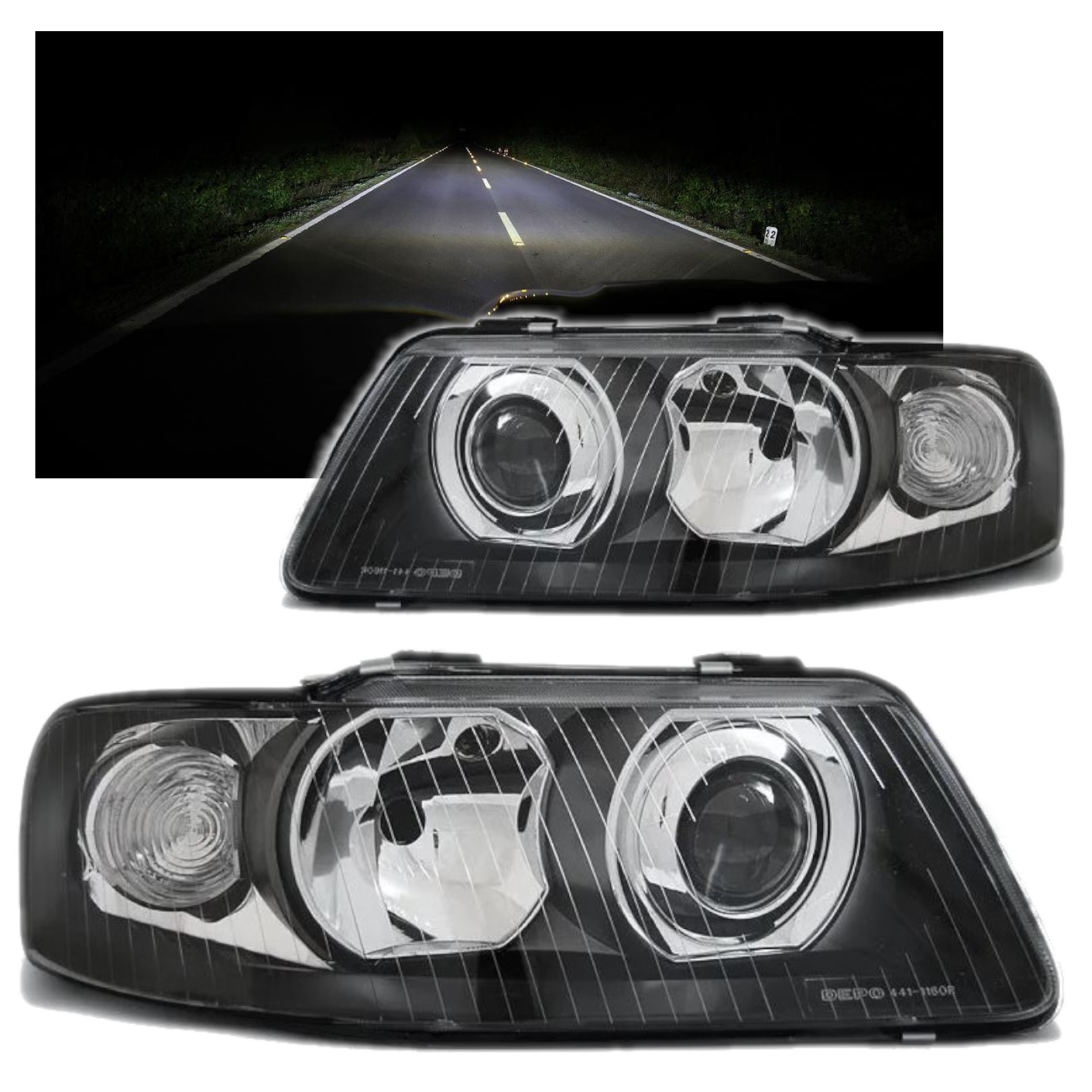 LAMPY REFLEKTORY Do AUDI A3 Od 2000 Do 2003 Roku BLACK DEPO