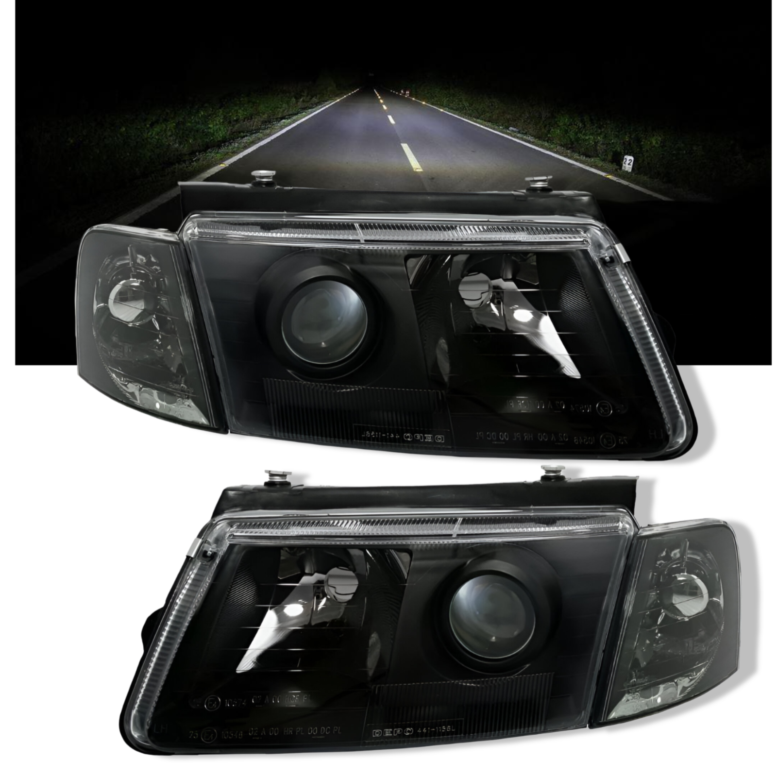 LAMPY REFLEKTORY DO VW PASSAT B5 OD 1996 DO 08.2000 Roku  H7 BLACK  DEPO