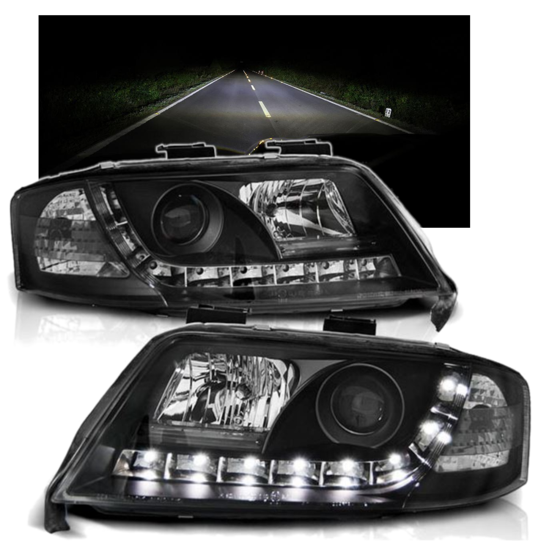 Reflektory Lampy AUDI A6 C5 4B Od  1997 Do 2001 LED DAYLINE Żarówki GRATIS