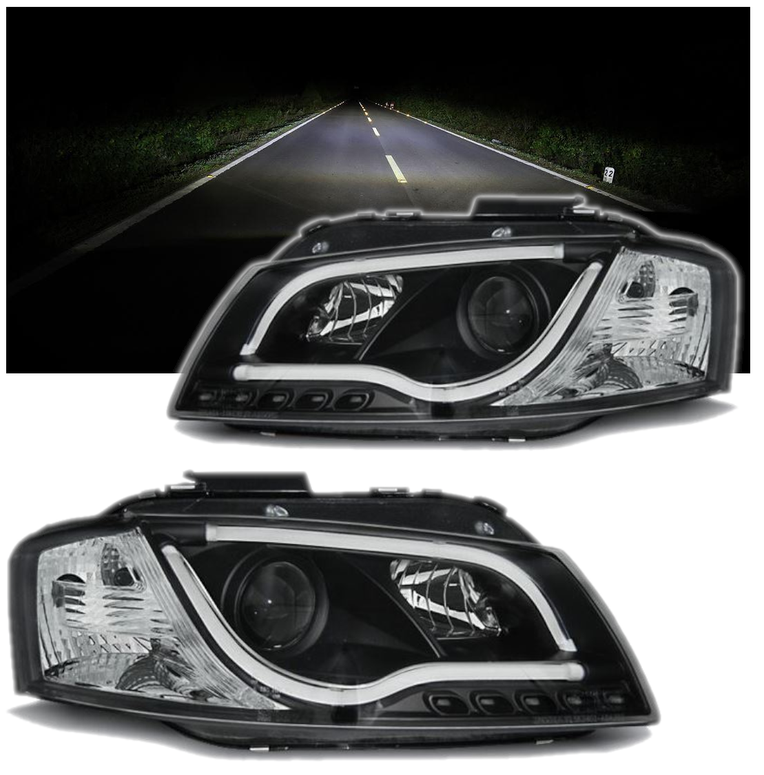 LAMPY REFLEKTORY DO AUDI A3 8P 8PA Od 2003 Do 2008 LED TUBE GRATIS Żarówki