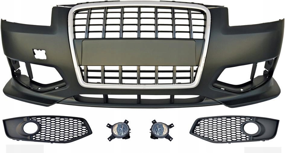 ZDERZAK PRZEDNI Do AUDI A3 8P, 8PA Od 2005 Do 2008 BLACK CHROM BEZ PDC, SRA