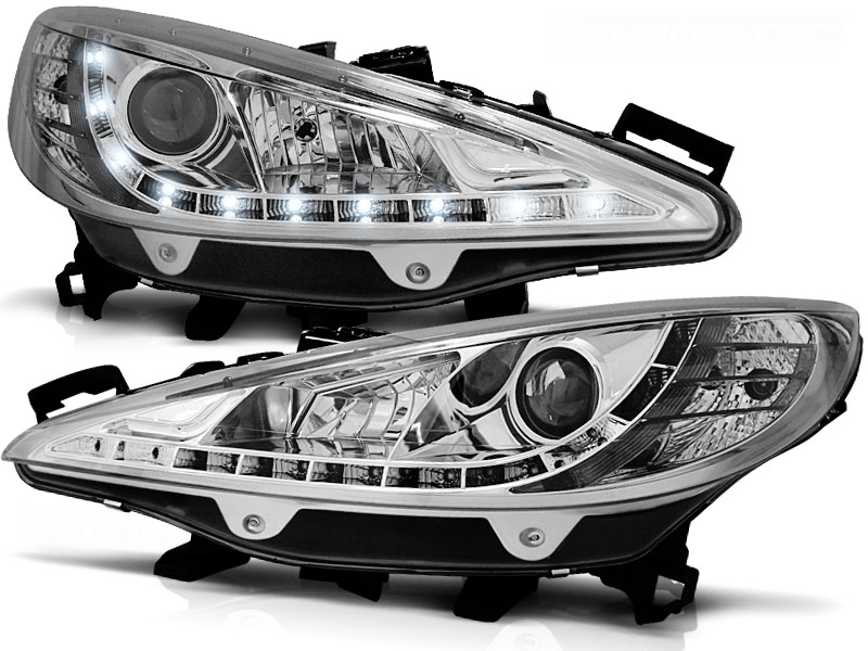 LAMPY REFLEKTORY DO PEUGEOT 207 OD 2006 DO 2012 DAYLIGHT CHROME