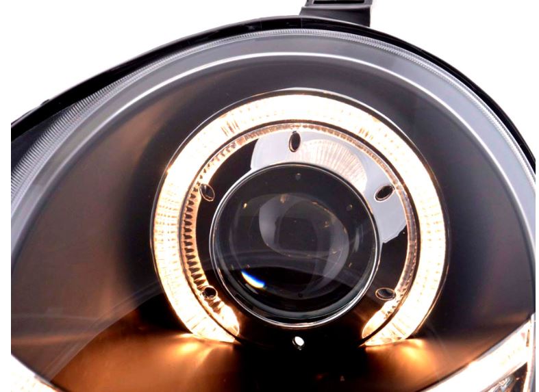 LAMPY Reflektory Do Twojego VW POLO 9N 2001-2005 RINGI BLACK DEPO Soczewki