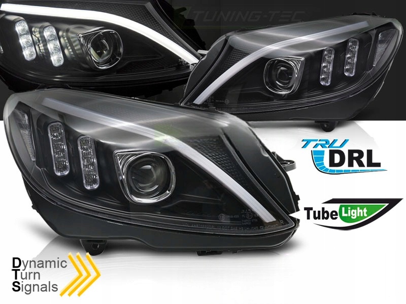 LAMPY MERCEDES C W205 14-18R LED BAR DO JAZDY DZIENNEJ DYNAMICZNY KIER.