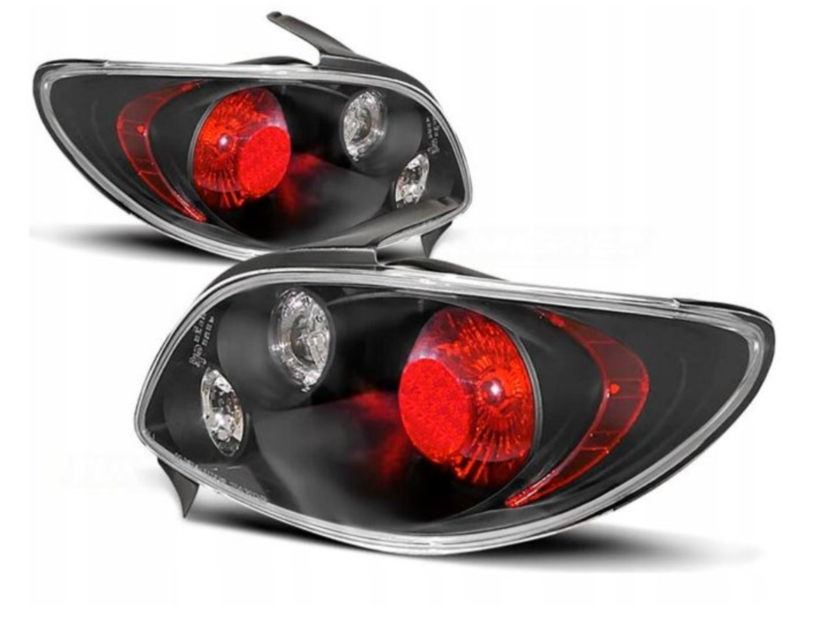 NOWE Lampy Tylne Do PEUGEOT 206 HATCHBACK OD 10.1998Roky BLACK Atest