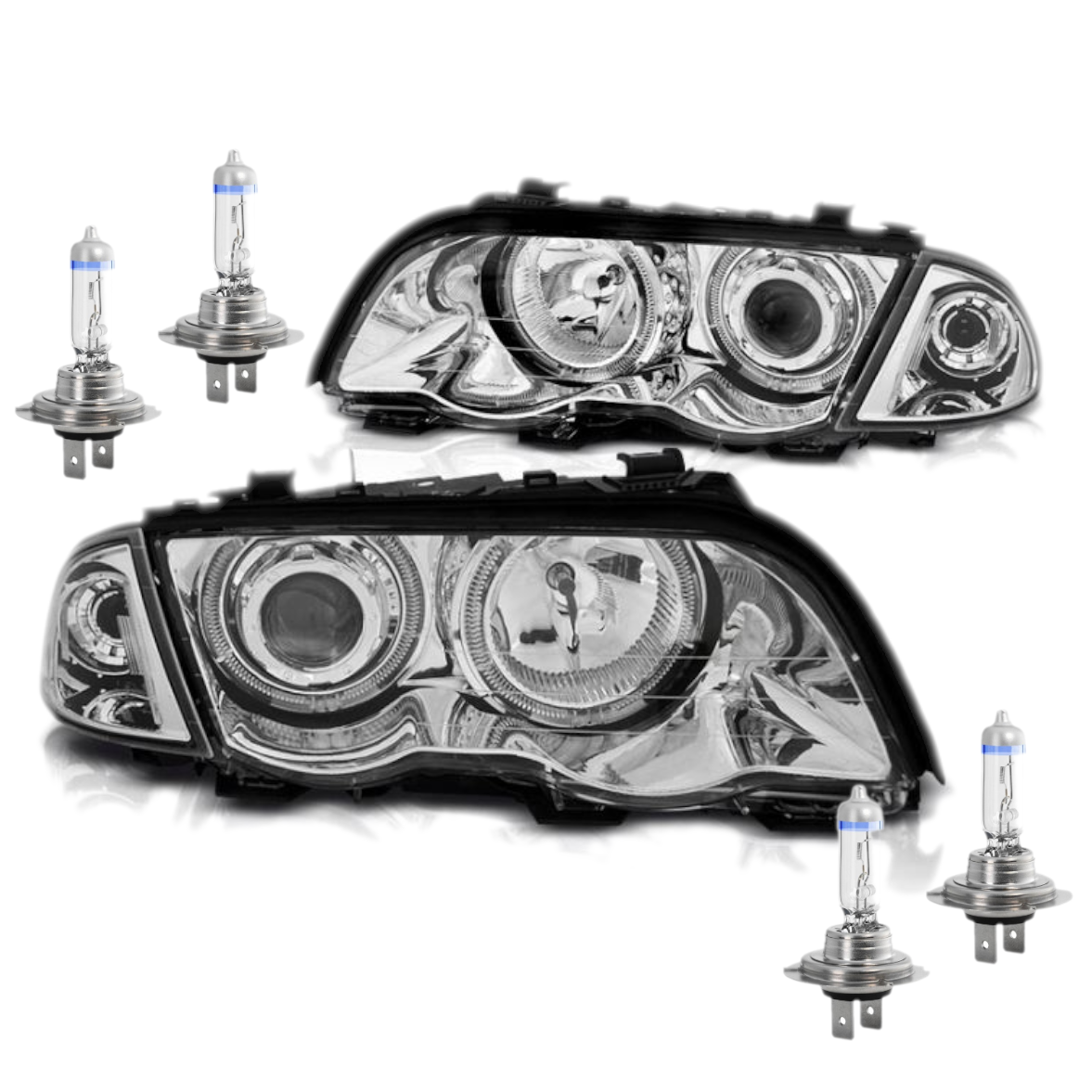 LAMPY Reflektory DO BMW E46 OD 1998 DO 2001 SEDAN / TOURING  RINGI LED