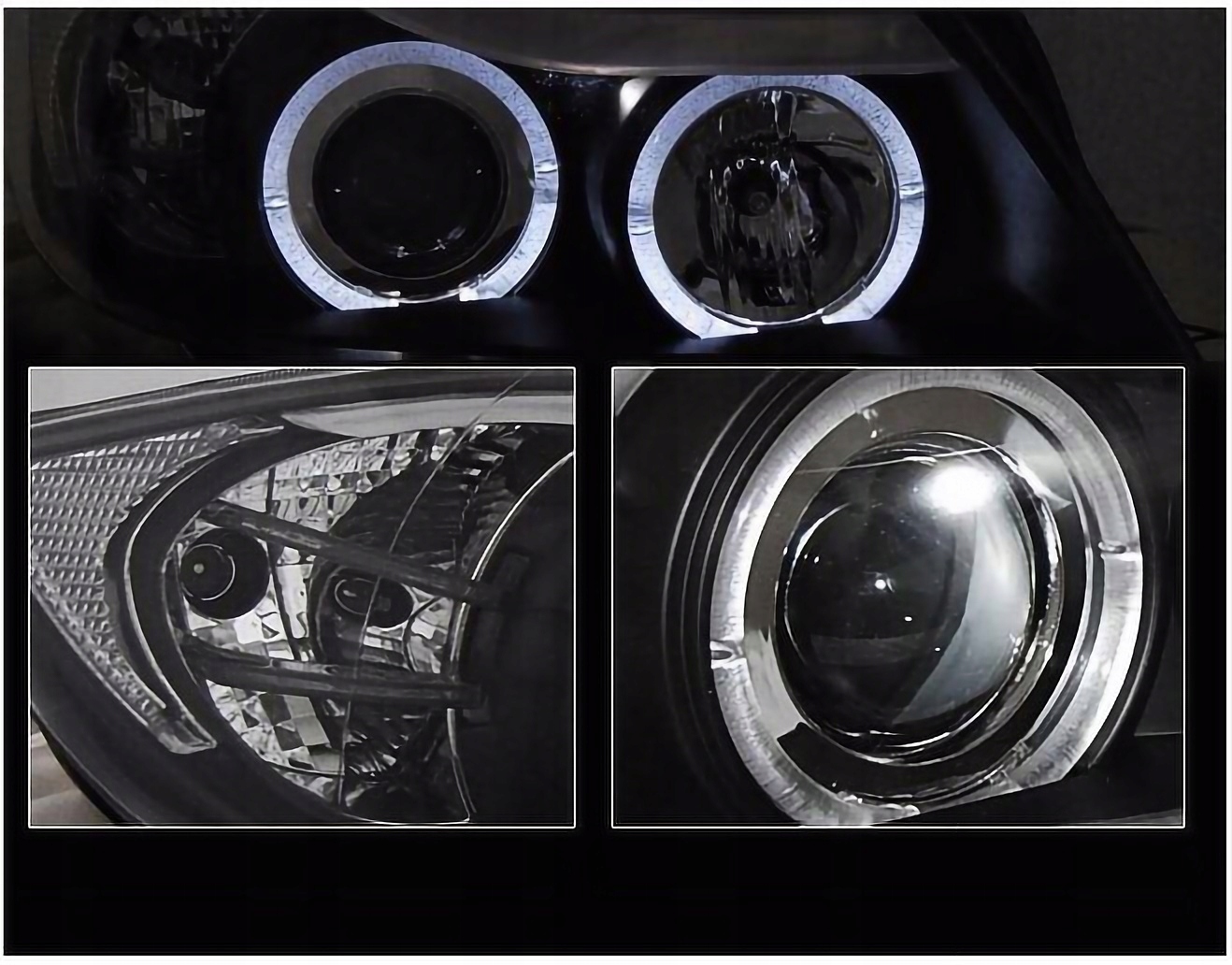 Lampy Reflektory BMW E90/E91 Od 2005 Do 2008 Ringi LED GRATIS ŻARÓWKI H1