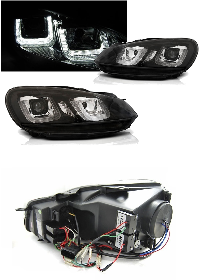 Lampy Reflektory GOLF VI 6 08-12 U-TYPE DRL BLACK