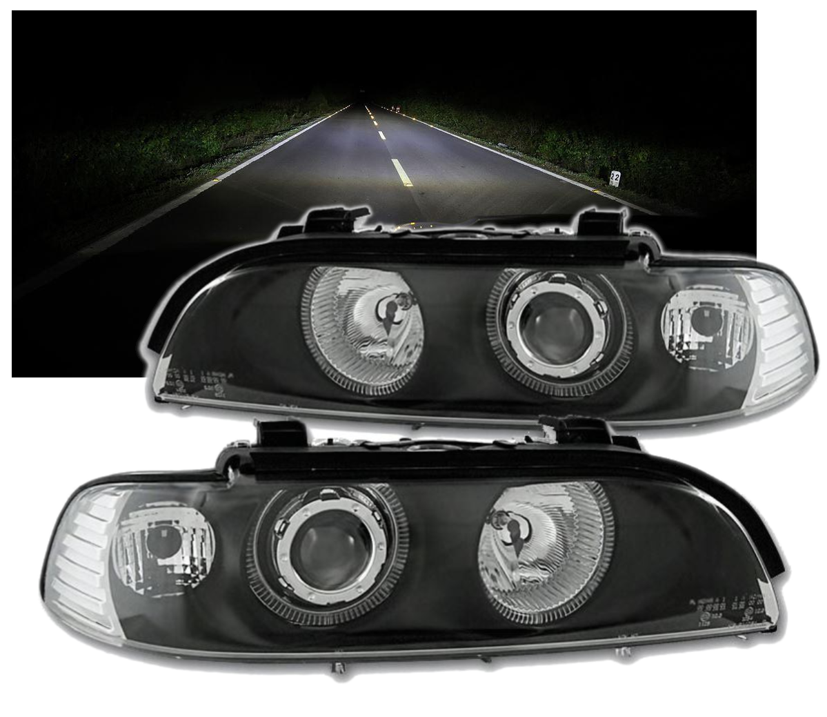 Nowe Lampy Reflektory Do BMW e39 OD 1995 DO 2003 SOCZEWKIK RINGI H7 ATEST