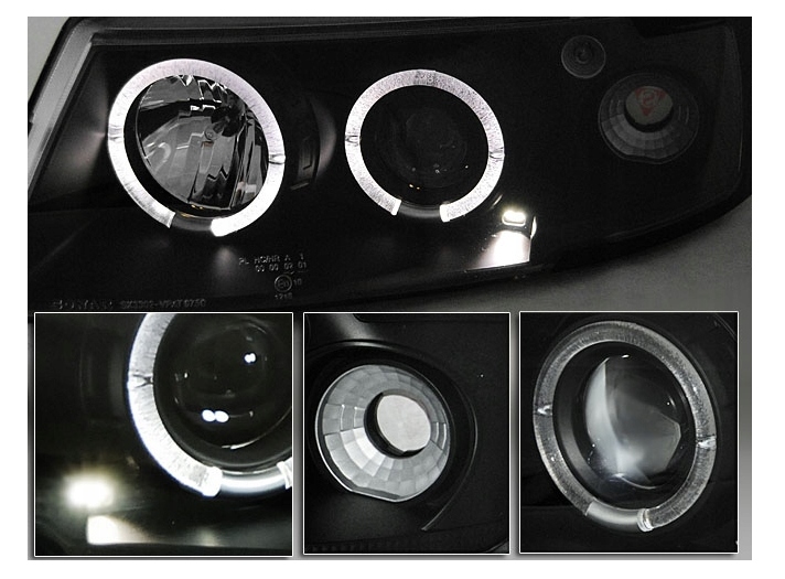 LAMPY REFLEKTORY DO VW PASSAT B5 OD 1996 DO 2000 Roku SOCZEWKOWE RINGI LED