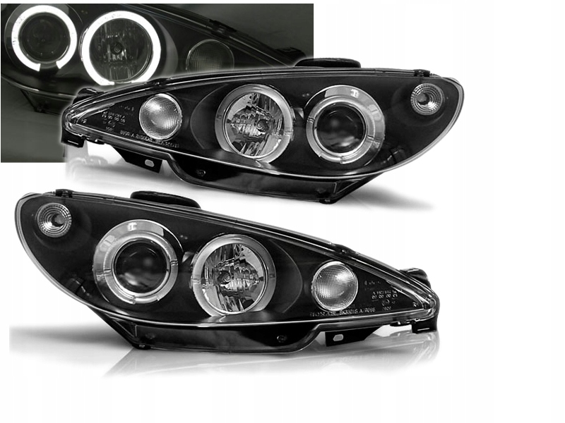 LAMPY REFLEKTORY Do PEUGEOT 206  Od Roku 2002- RINGI SOCZEWKI