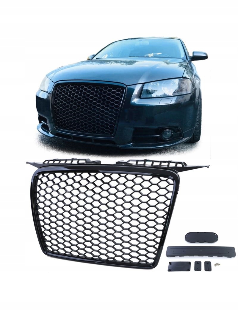 Grill Atrapa Audi A3 8P od 2005 do 2008 Roku  RS LOOK POŁYSK
