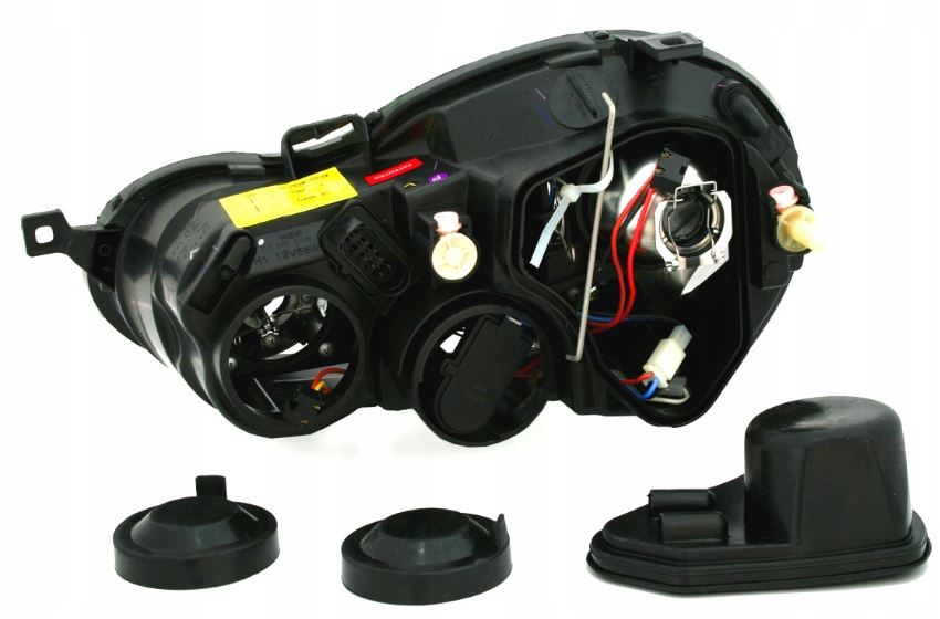 LAMPY Reflektory Do Twojego VW POLO 9N 2001-2005 RINGI BLACK DEPO Soczewki