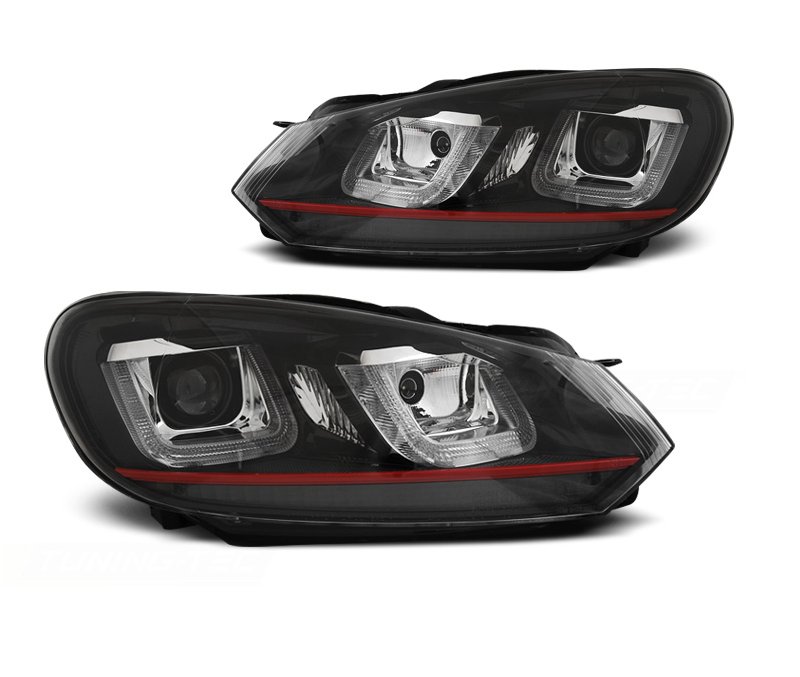 Lampy Reflektory VW GOLF VI 6 08-12 U-TYPE DRL RED
