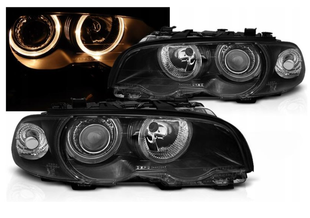 Lampy REFLEKTORY Do BMW E46 1999-2003 Rok COUPE CABRIO SOCZEWKI Ringi DEPO