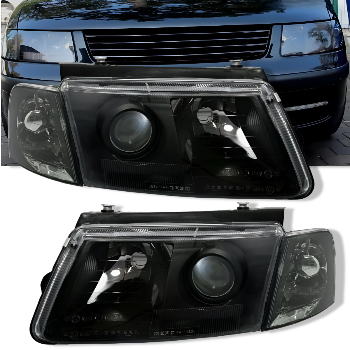 LAMPY REFLEKTORY DO VW PASSAT B5 OD 1996 DO 08.2000 Roku  H7 BLACK  DEPO