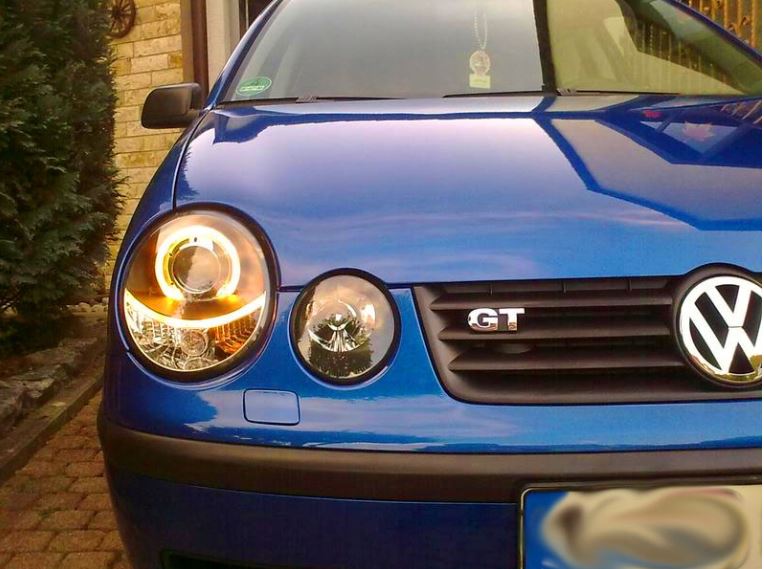 LAMPY Reflektory Do Twojego VW POLO 9N 2001-2005 RINGI BLACK DEPO Soczewki