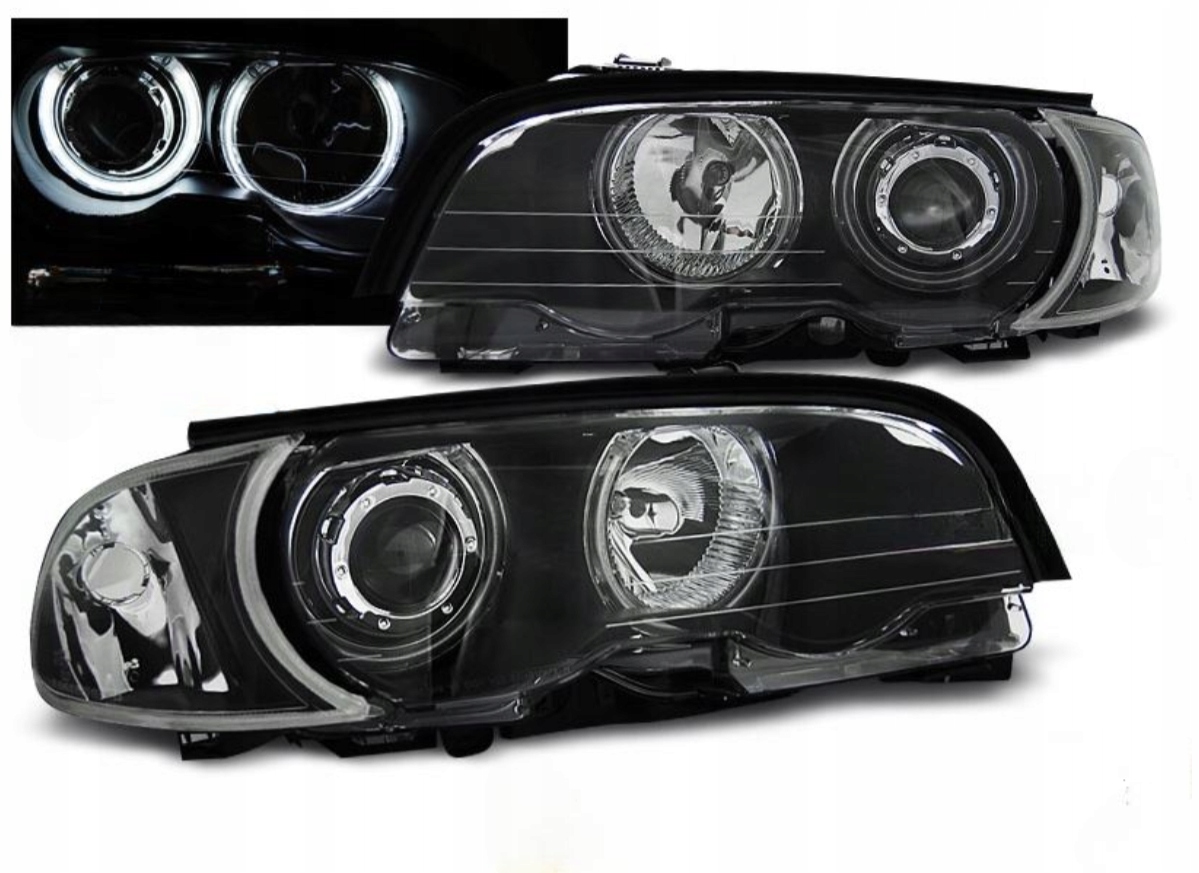 LAMPY Reflektory Do BMW E46 COUPE CABRIO Od 1999 Do 2003 BIAŁE RINGI CCF