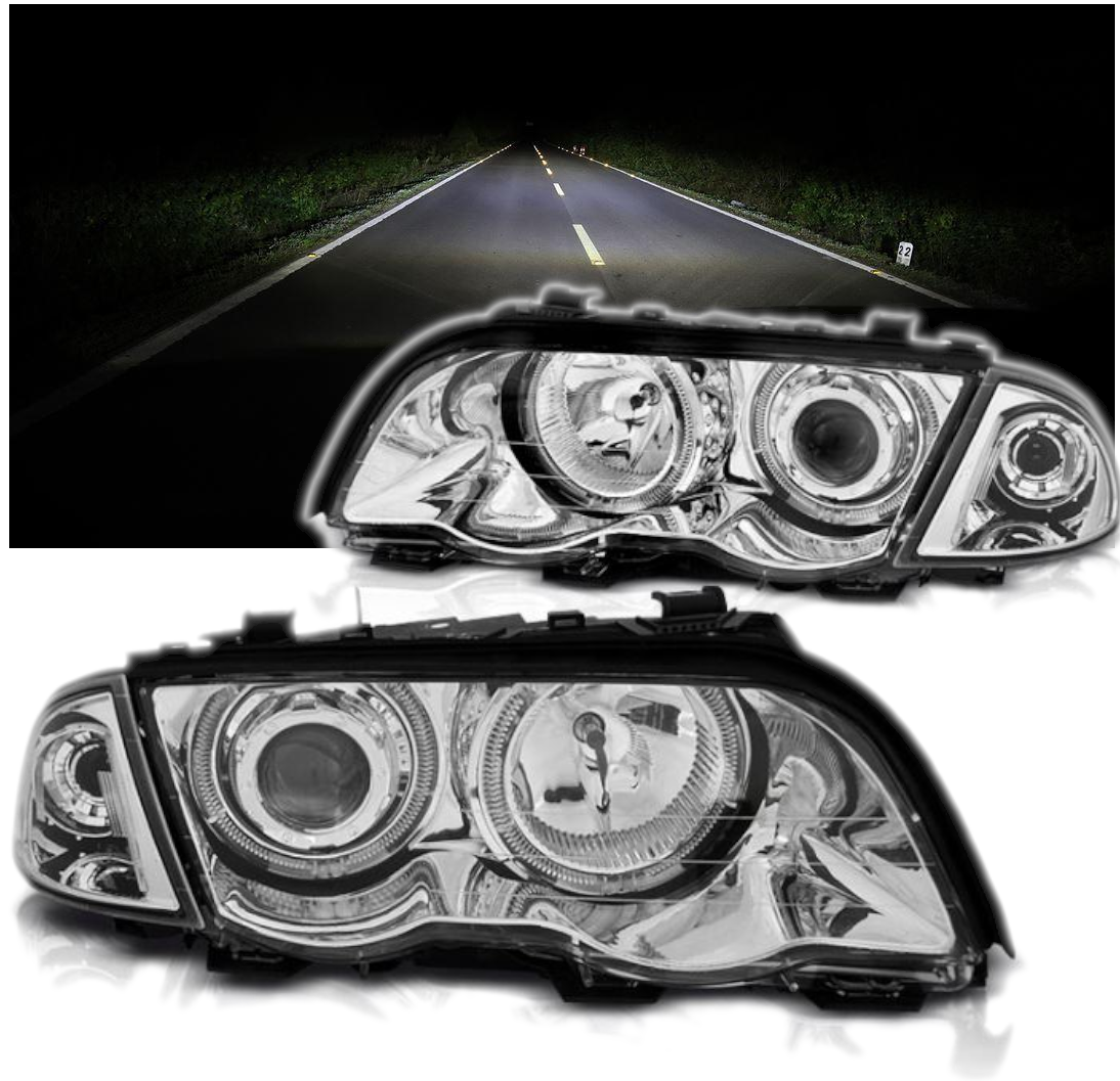 LAMPY Reflektory DO BMW E46 OD 1998 DO 2001 SEDAN / TOURING  RINGI LED