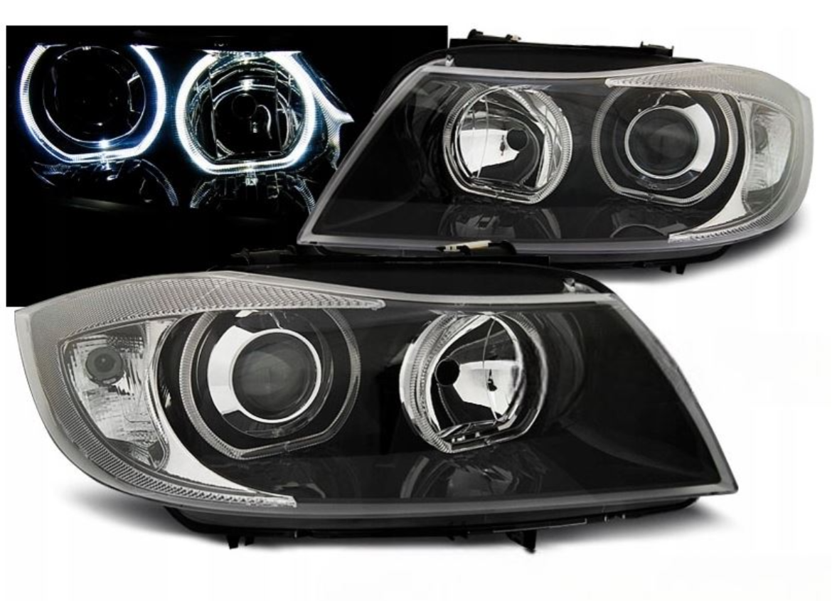 Reflektory BMW E90 E91 2005-2011 BIAŁE Ringi LED H7 DEPO - Oryginalne Lampy
