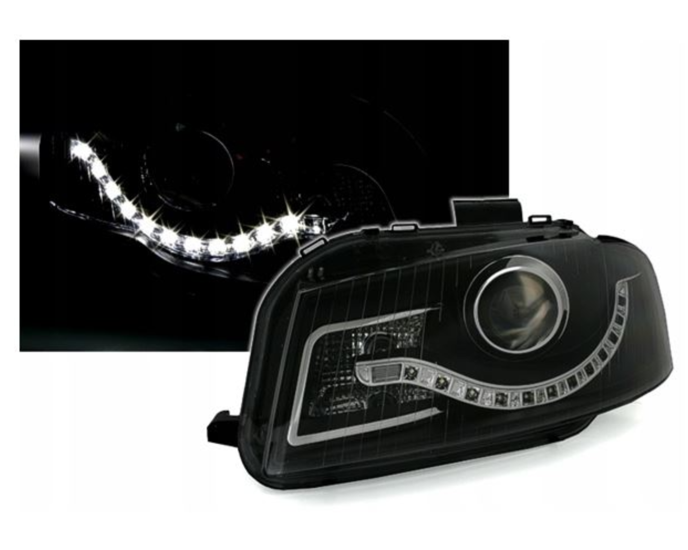 Lampy Reflektory AUDI A3 8P Od 2003 Do 2008 DAYLIGHT BLACK GRATIS  ŻARÓWKI