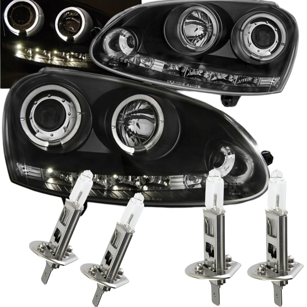 LAMPY REFLEKTORY Do VW GOLF V 5 OD 2003 DO 2009 RINGI LED Soczewki NOWE