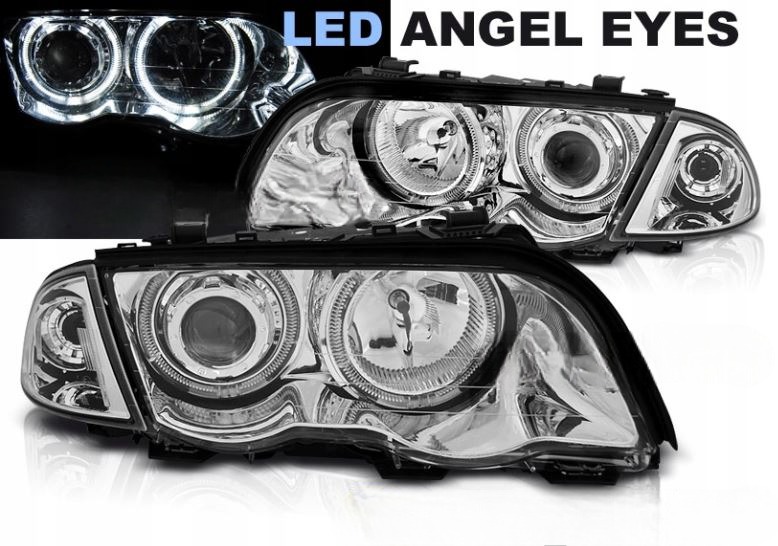 LAMPY Reflektory DO BMW E46 OD 1998 DO 2001 SEDAN / TOURING  RINGI LED