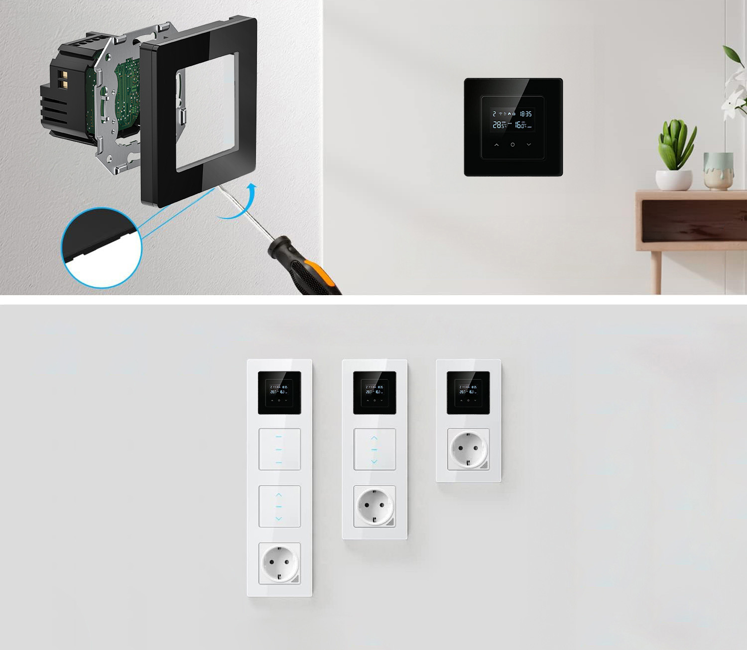 Inteligentny Termostat Zwierny Piec Bojler 3A Czarny ZigBee TUYA PSMART