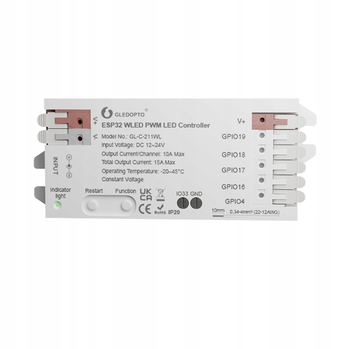 Inteligentny Kontroler WiFi PWM WLED do analogowych taśm LED Gledopto
