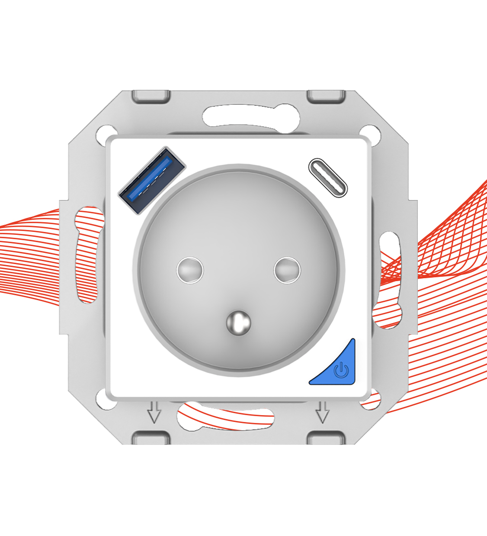 Inteligentne gniazdo z pomiarem prądu USB ZigBee TUYA PSMART białe