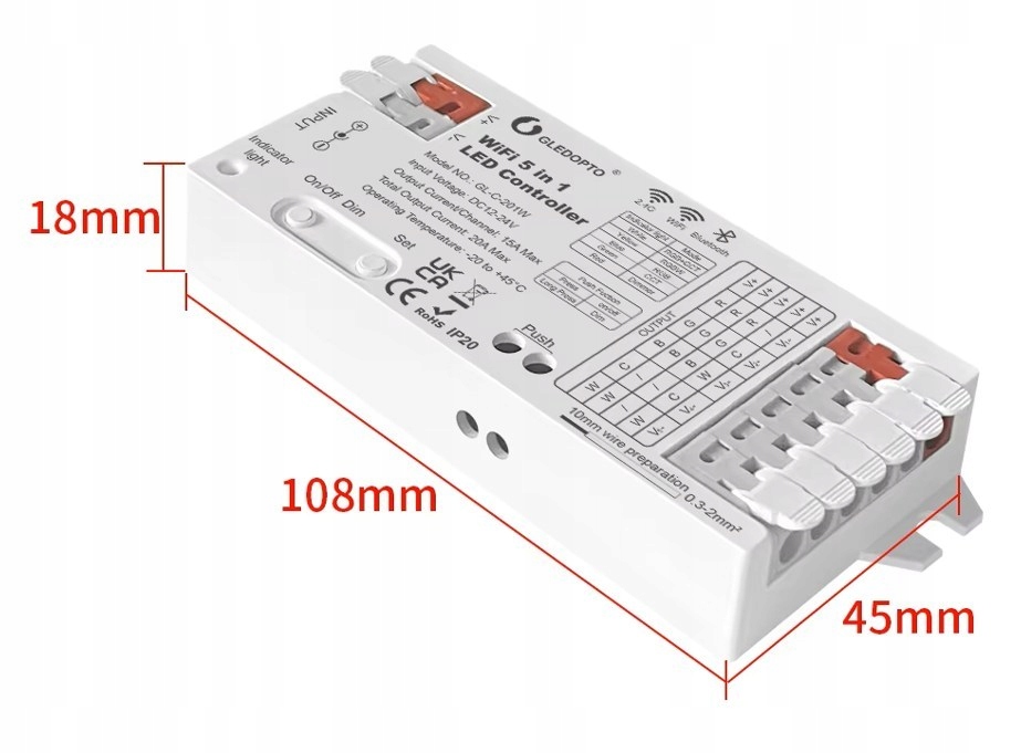 Kontroler do Taśm i Pasków LED 5 w 1 WiFi 12V-24V DC HUE TUYA Smart Life