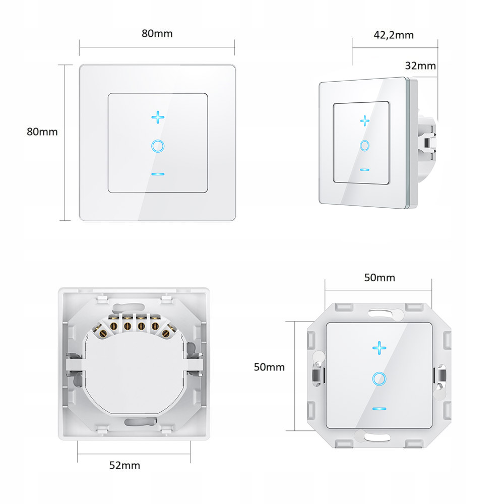Ściemniacz Dotykowy 1 Obwodowy WiFi TUYA PSMART RM Biały Szkło