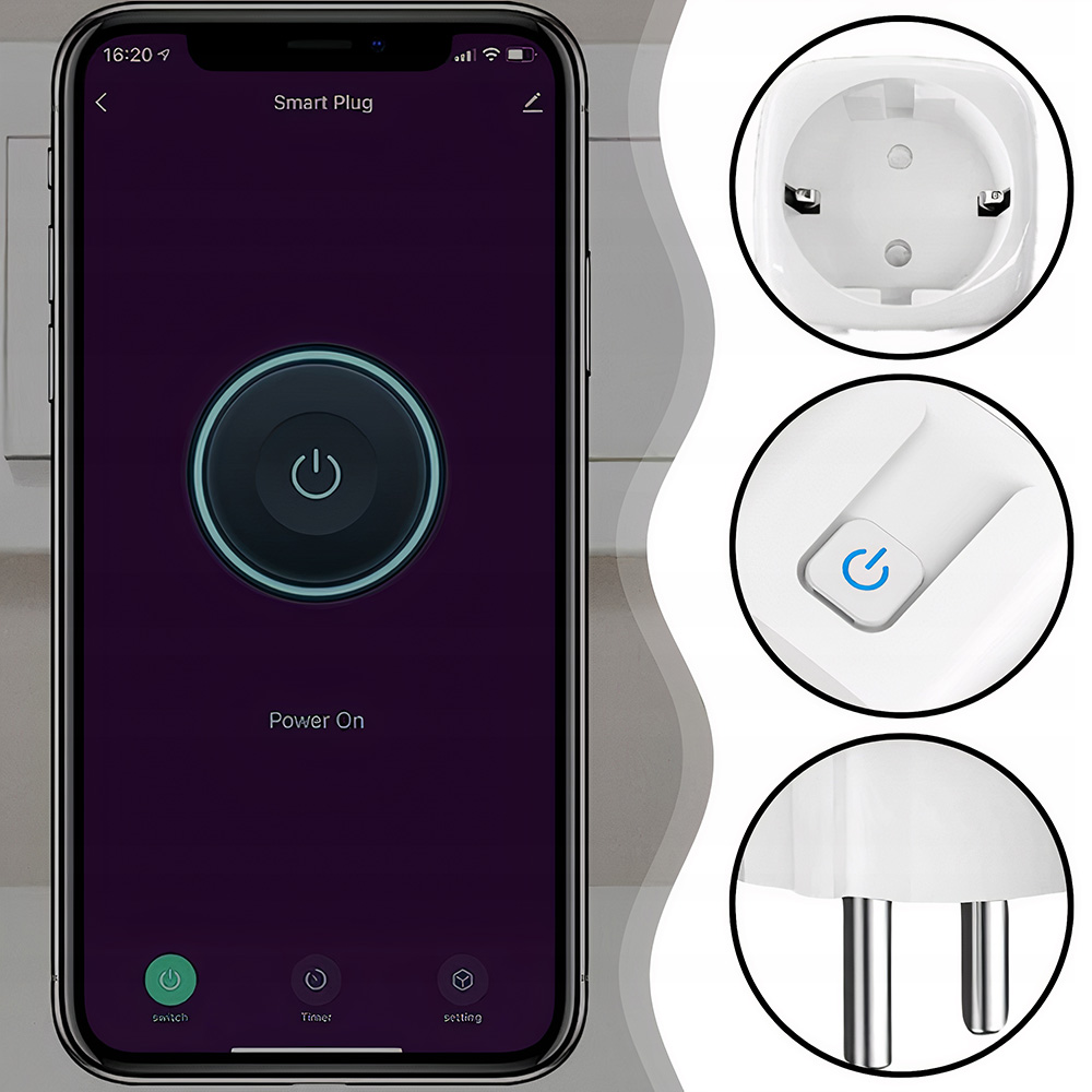Inteligentne Gniazdko 16A Pomiar Matter WiFi Homekit Google Home Alexa