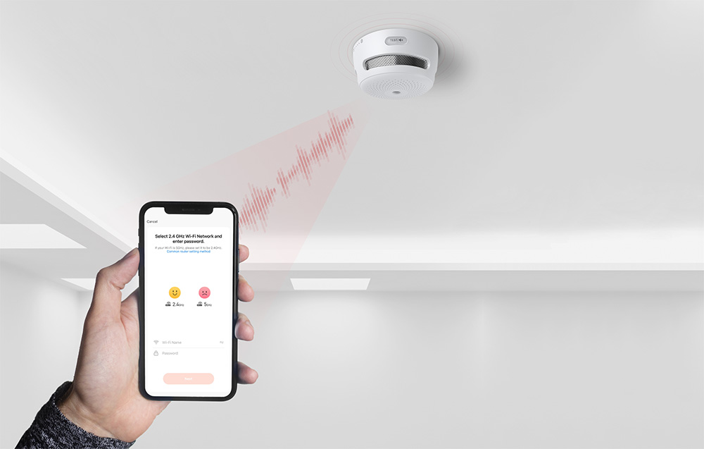 Czujnik Dymu WiFi TUYA Smart Life XS01-WT Alarm Dźwiękowy LED 85dB X-SENSE