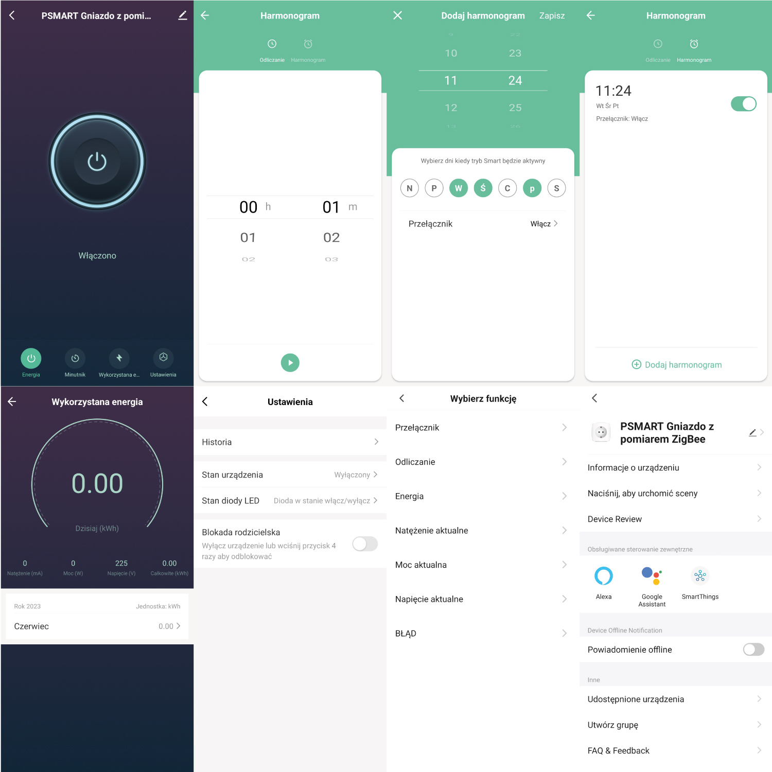 Inteligentne gniazdo z pomiarem prądu USB ZigBee TUYA PSMART białe