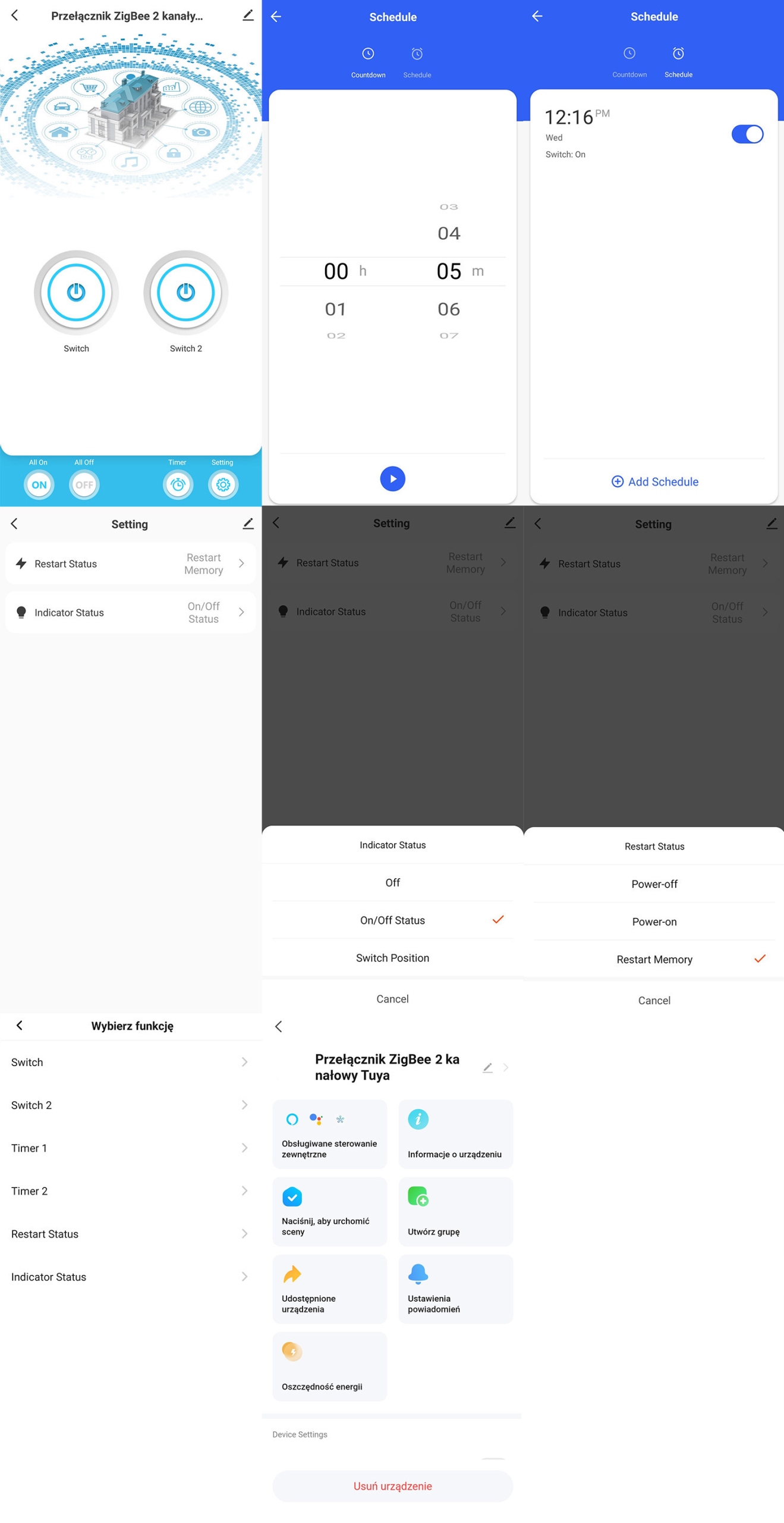 Inteligentny Przełącznik 2 Kanały Opcjonalna Żyła N ZigBee TUYA Smart Life
