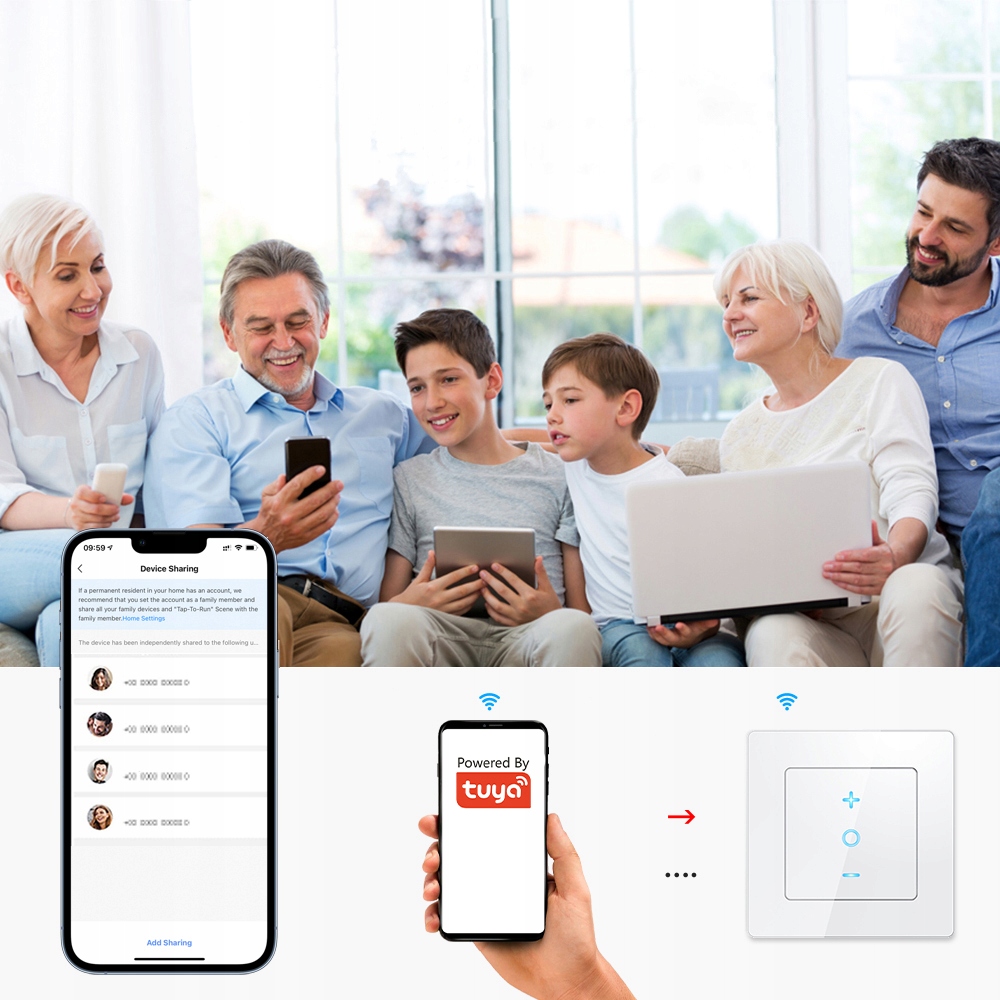 Ściemniacz Dotykowy 1 Obwodowy WiFi TUYA PSMART RM Biały Szkło