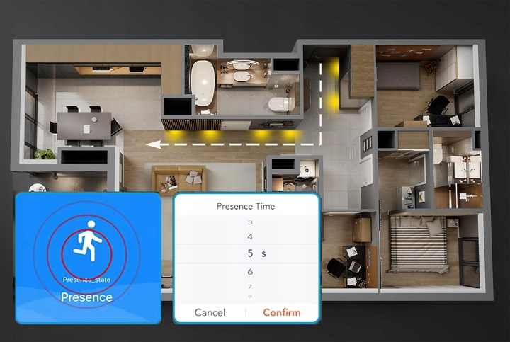 Sensor Czujnik Obecności 23GHz Ruchu Jasności Sufitowy ZigBee TUYA Smart