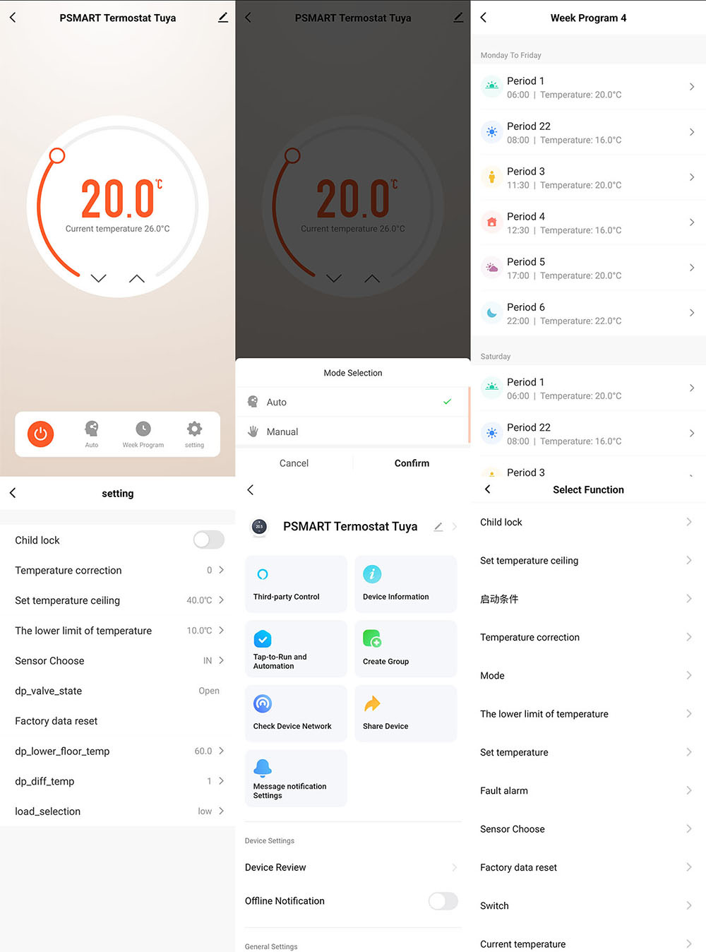 Inteligentny Termostat Obciążalny Ogrzewanie 16A Biały WiFi TUYA PSMART