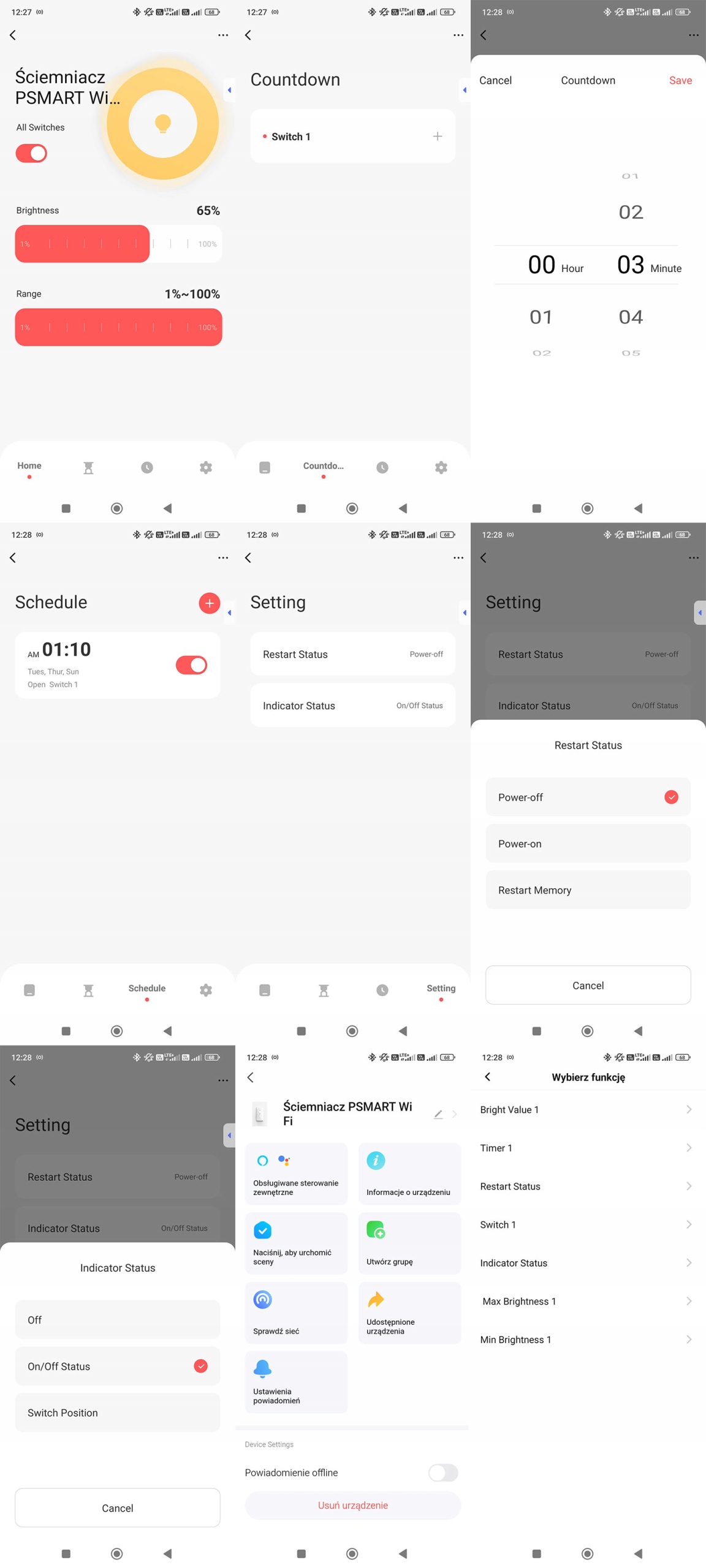 Ściemniacz Dotykowy 1 Obwodowy WiFi TUYA PSMART RM Biały Szkło