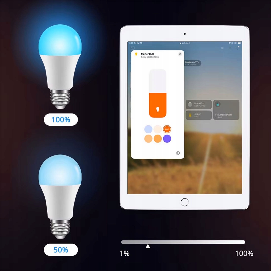 Inteligentna Żarówka LED E27 Matter WiFi HomeKit Google Home Alexa