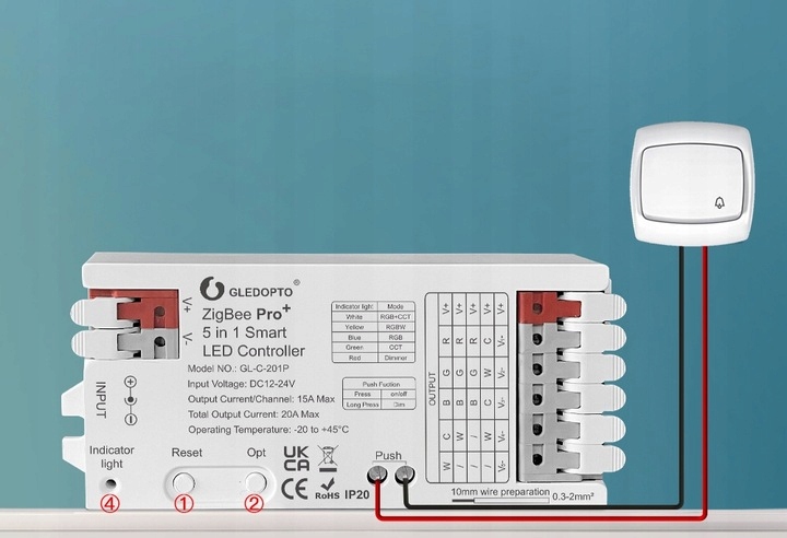 Kontroler do Taśm i Pasków LED 5 w 1 Zigbee 12V-24V DC HUE TUYA Conbee HA
