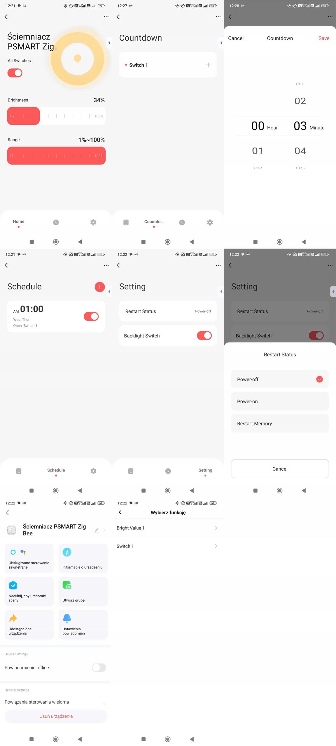 Ściemniacz Dotykowy 1 Obwodowy ZigBee TUYA PSMART RM Czarny Szkło