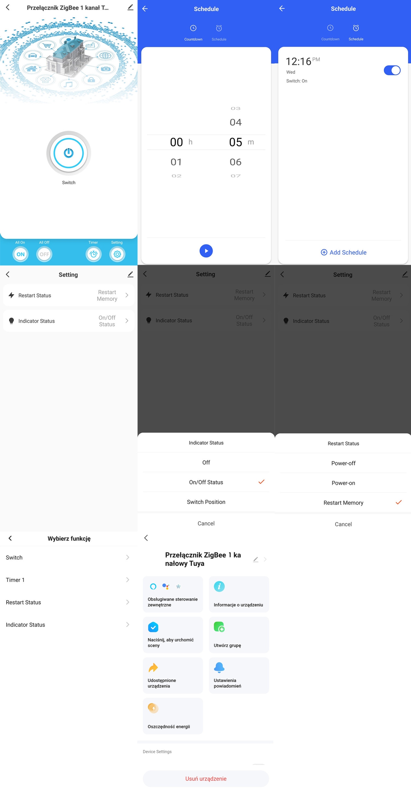 Inteligentny Przełącznik 1 Kanał Opcjonalna Żyła N ZigBee TUYA Smart Life